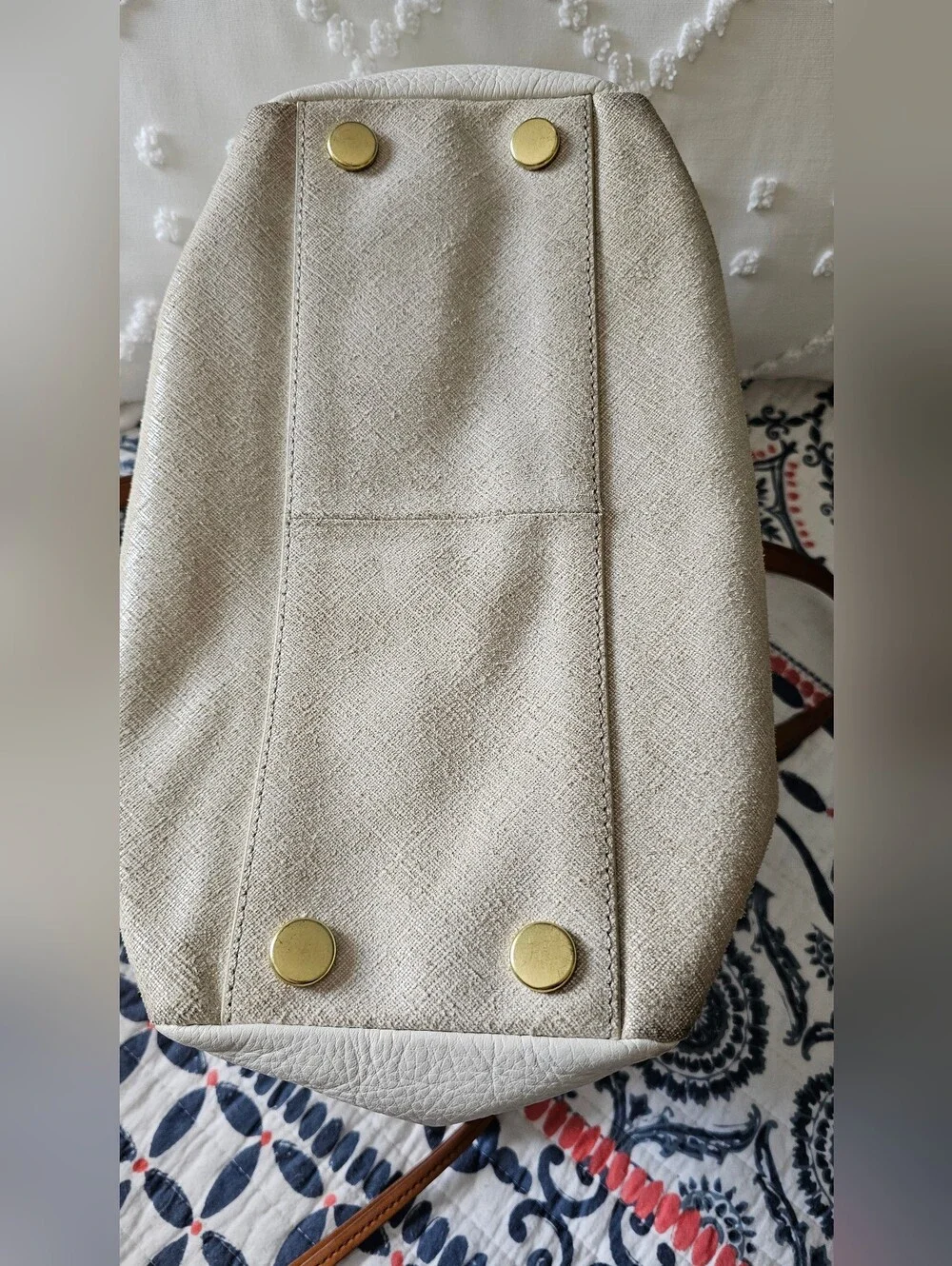Fossil Beige and Brown Tote Bag